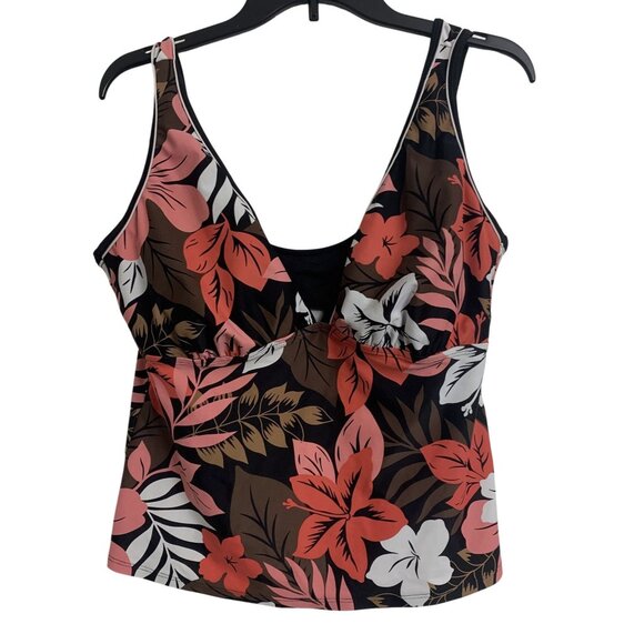 Croft & Barrow 16 Tropical Floral Vacation Tankini Top Beach - Picture 1 of 5